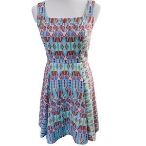 Boho Vibrant Tribal Aztec Print Colorful Dress